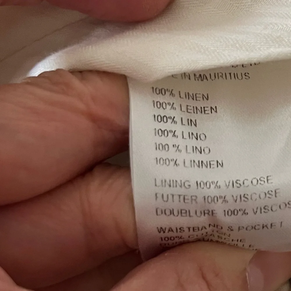New & Lingwood Men’s Dress Slacks Trouser Cream Ivory Italian Linen Sz 42 Luxury